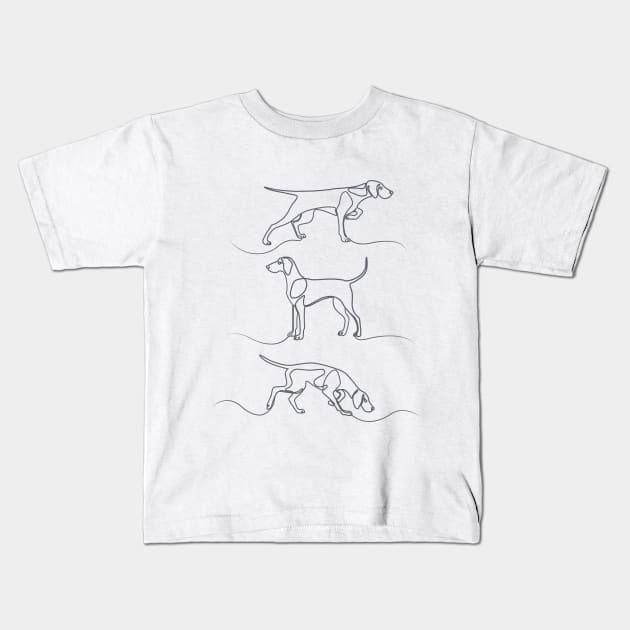 Continuous Line Weimaraners (Lilac Background) Kids T-Shirt by illucalliart